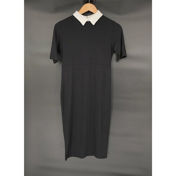 ASOS Dresses & Skirts - Asos Womens Black Midi Dress 6 Button Back Detail Wednesday Preppy Dark Academia